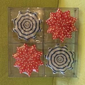 CRATE & BARREL Pinwheel Floating Candles Set of 4 Red, White,  Blue